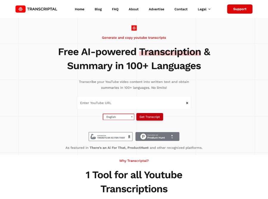 Transcriptal Free Youtube Transcript Ai Tools Directory 2521